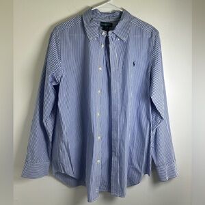 Ralph Lauren Boys Casual Blue Striped Button-Down Shirt – Size 18/20